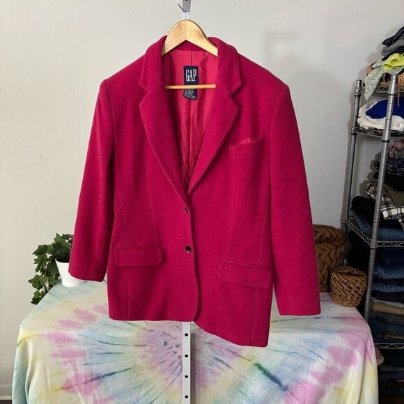Vintage GAP fuscia Blazer Structured wool coat jacket sz small Elle Woods preppy - Picture 9 of 11